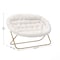 Flash Furniture Eleanor 56-in Folding Double Saucer Chair w/2 Folding Ottomans Ivory Faux Shearling w/Gold Frame FV-FDS-001-2FR-IV-SGD-GG - alternate 8